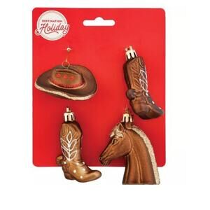 Destination Holiday Mini Christmas Ornaments - Cowboy Set  (Set of 4)